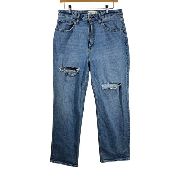 Abercrombie & Fitch The 90s Relaxed Jean Women 12R High Rise Curve Love Y2K Zip - Picture 1 of 9